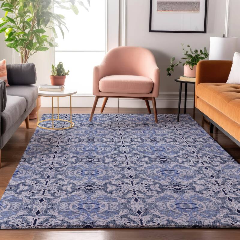 Premium Washable Super Soft Traditional Gladiator Mayfield Rug - Blue - 8' x 10' - Rectangle