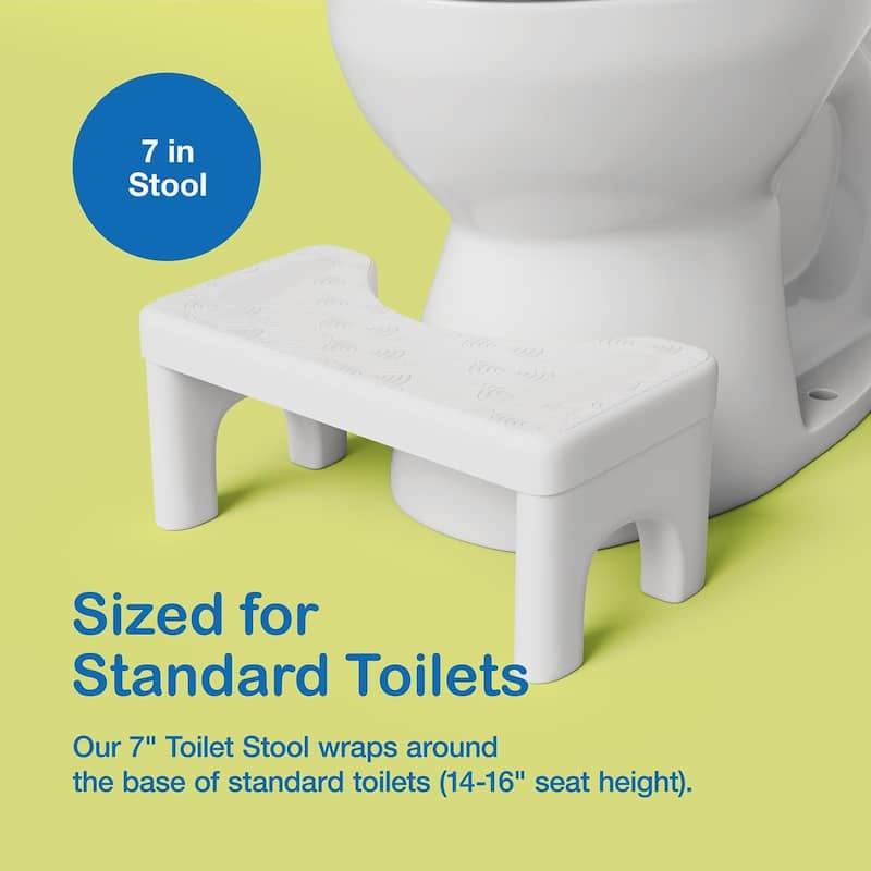 Step and Go Toilet Stool for Bathroom, Potty Poop Squat Stool 7" - White