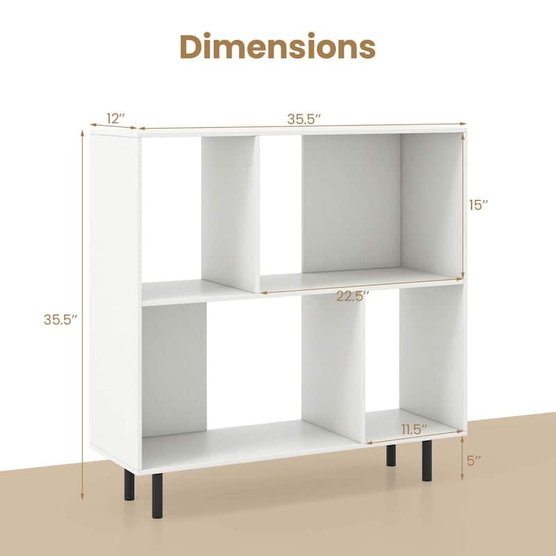 4 Cube Storage Organizer 2 Tier Bookcase w/ Metal Legs