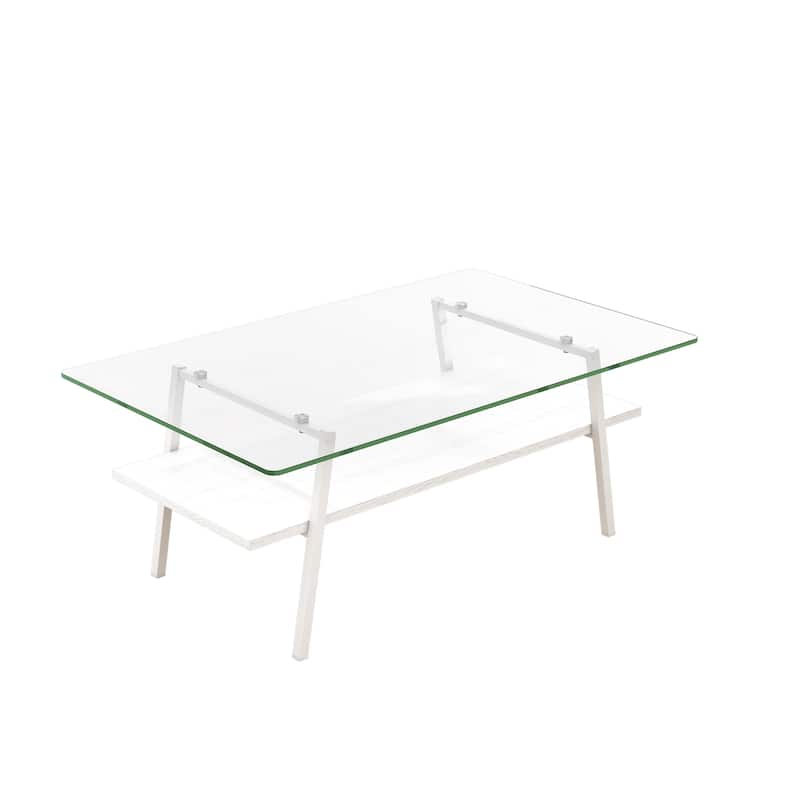 Coffee Table and End tables Set of 3, Tempered Glass Table with MDF layer, Modern Tables for Living Room, Transparent Glass