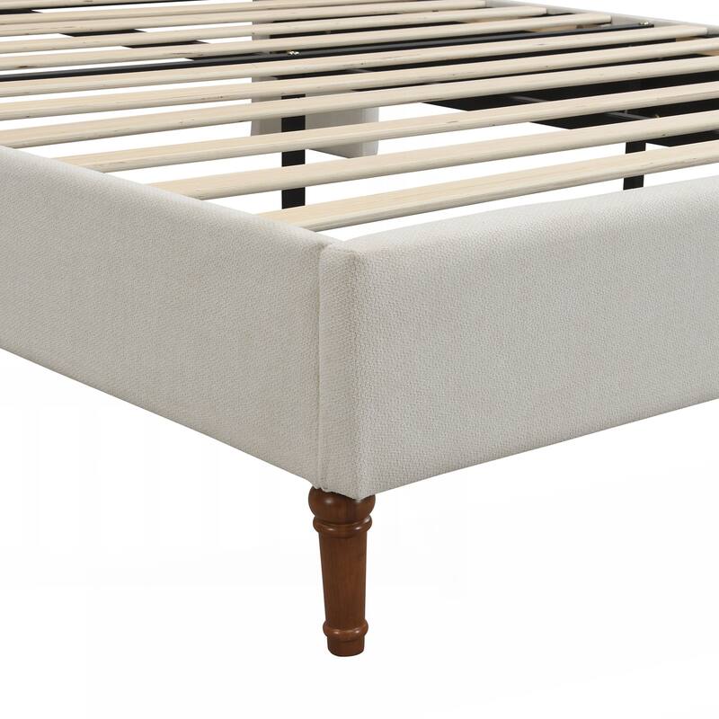 King Size Bed Frame High Headboard Upholstered Platform Bed