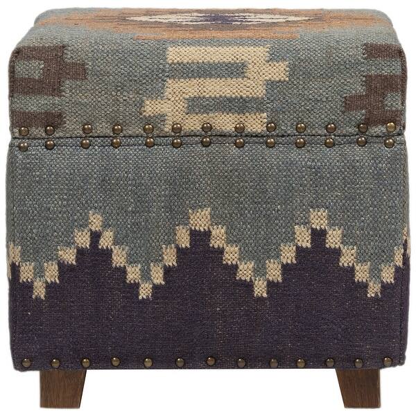 slide 2 of 3, HERAT ORIENTAL Handmade Kilim Upholstered Wooden Storage Stool