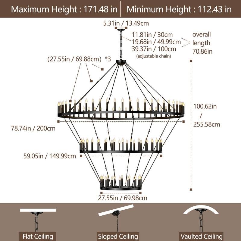 Large Wagon Wheel Chandelier,Round High Ceiling Chandeliers