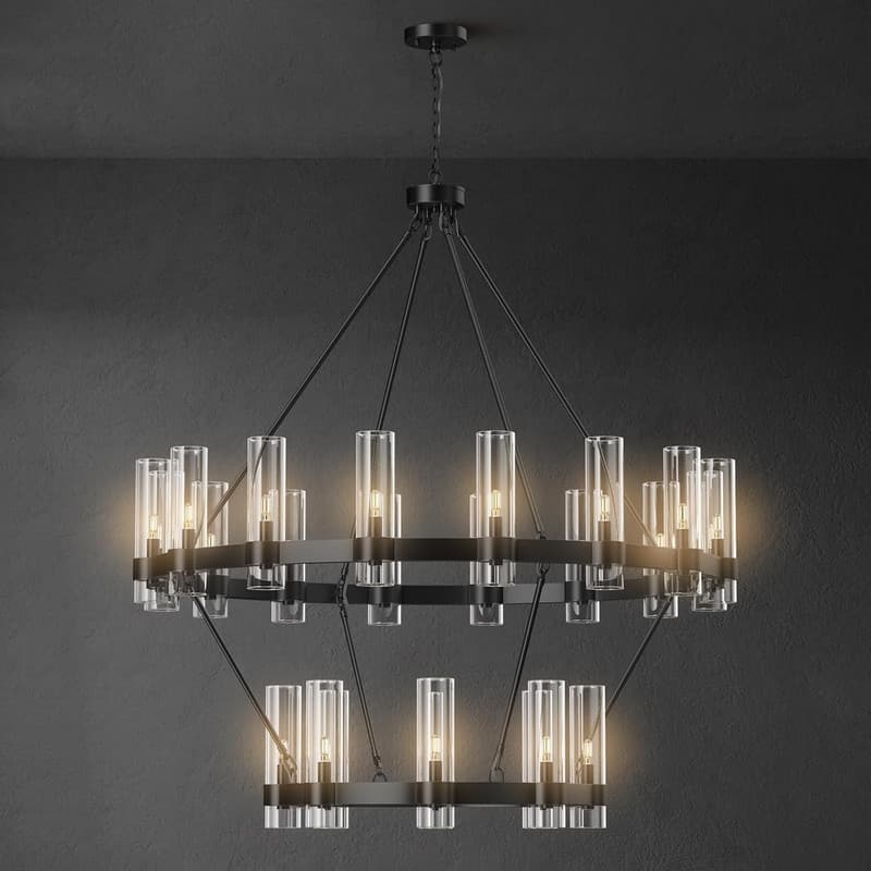 KAYLA 60" 30-Lights Gold Luxury Wagon Wheel Chandelier