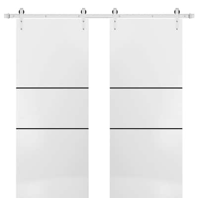 Sturdy Double Barn Door 36 x 80 with Planum 0014 White Silk with 13FT