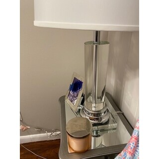 Silver Orchid Crystal Column Chrome Finish Table Lamp