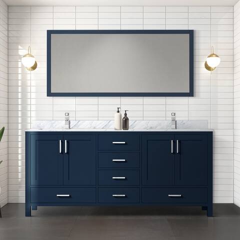 Jacques 72 in. W x 22 in. D Navy Blue Double Bath Vanity and 70 in. Mirror