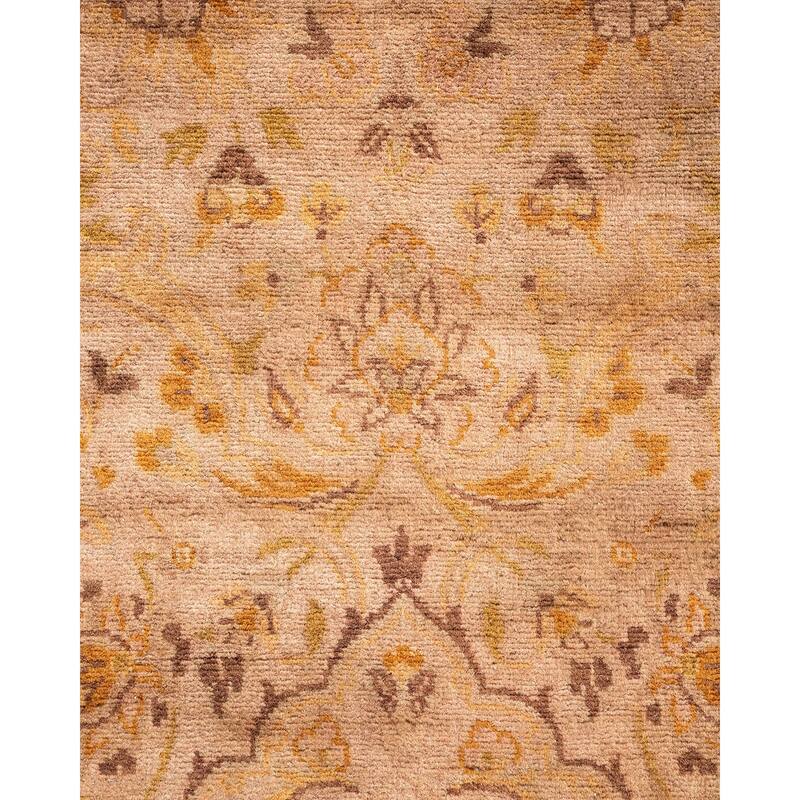 Overton Hand Knotted Wool Vintage Inspired Modern Contemporary Overdyed Beige Area Rug - 4' 2" x 6' 5"