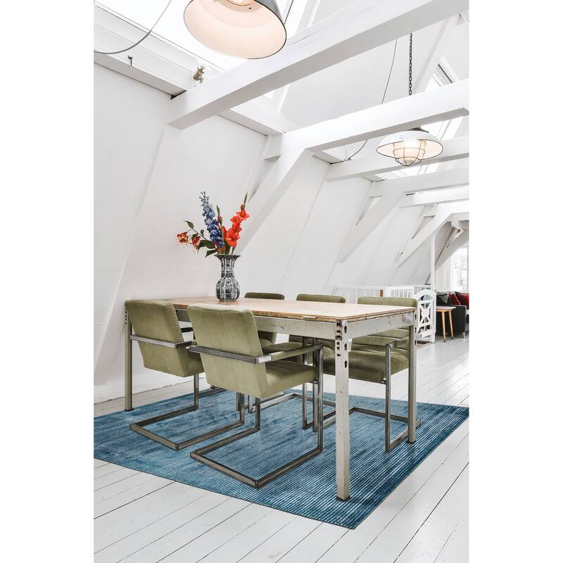 ECARPETGALLERY Hand Loomed Shimmer Turquoise Viscose Rug - 6'0 x 9'0