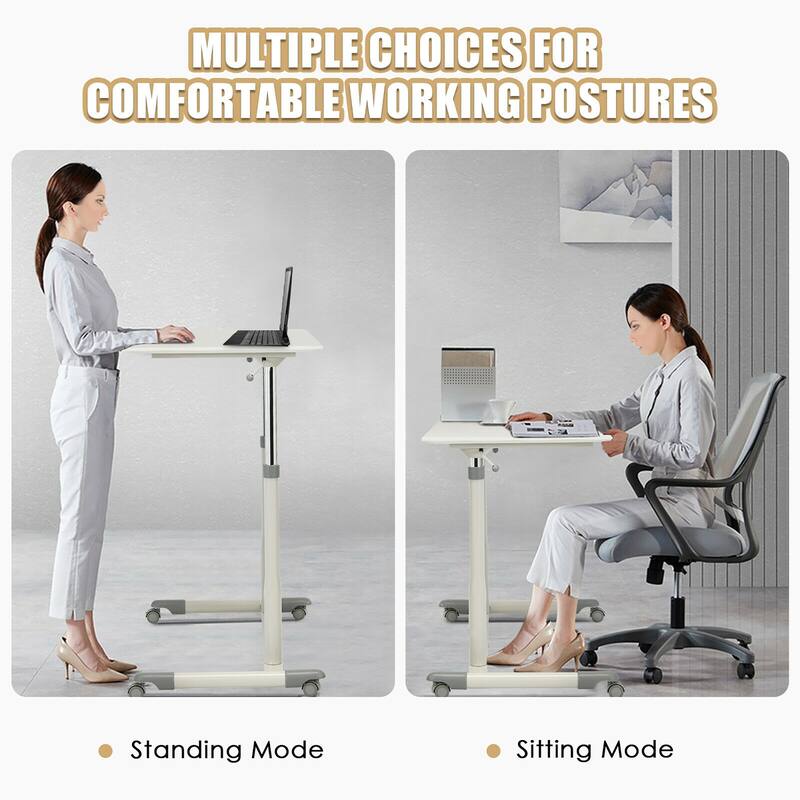 Costway Height Adjustable Computer Desk Sit to Stand Rolling Notebook