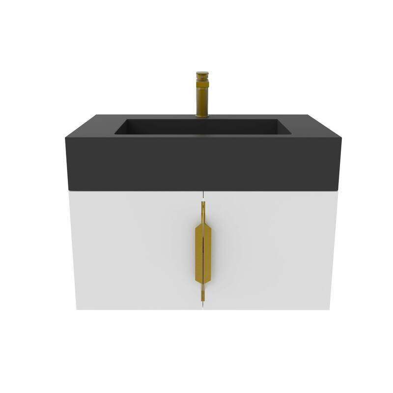 Nile 30-Inch Wall Mounted Bathroom Vanity Set w/ Black Top