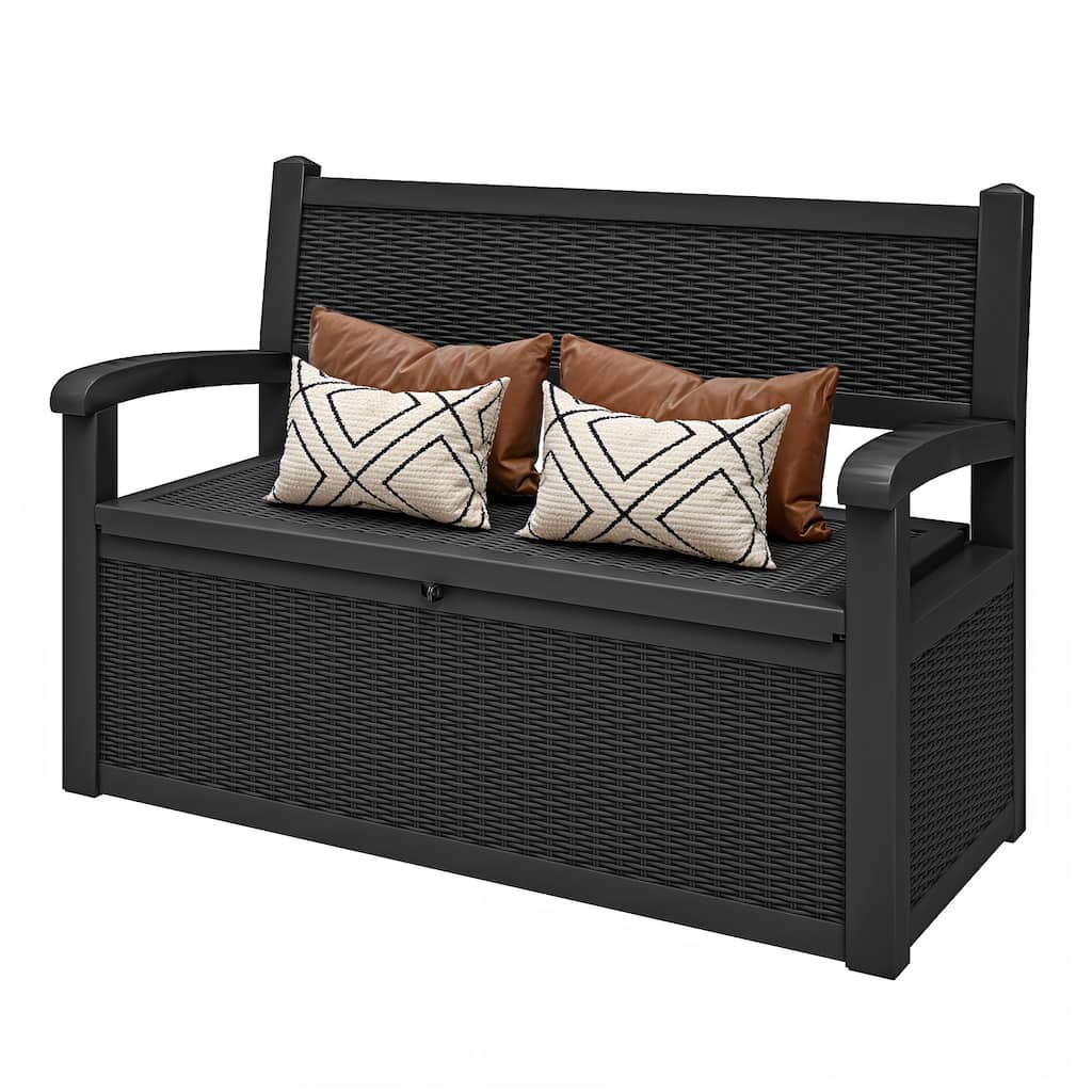 70 Gallon Storage Bench Deck Box for Patio Cushions, Garden Tools and Pool Supplies - 70 Gal