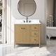 preview thumbnail 65 of 95, Vanity Art 36" Single Sink Bathroom Vanity Cabinet with Engineered Marble Countertop 36"/Matte Black Handle - Linear Natural Oak