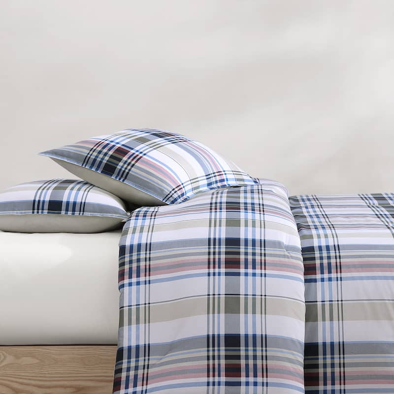 Tommy Hilfiger Waterbury Plaid Cottton Blue Duvet Cover Set