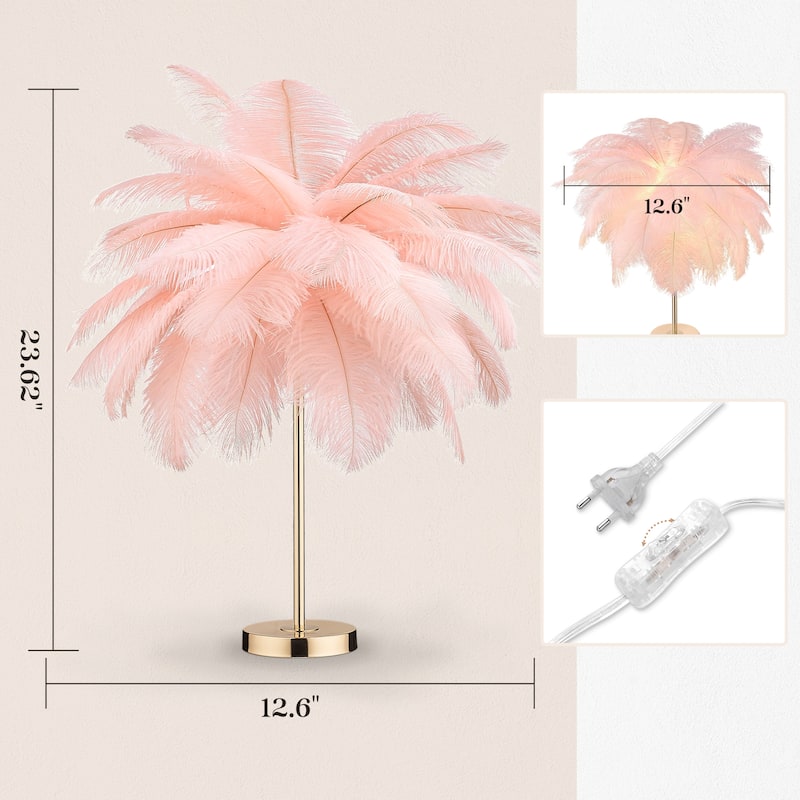 Feather Tripod Table Lamp With LED Bulbs
