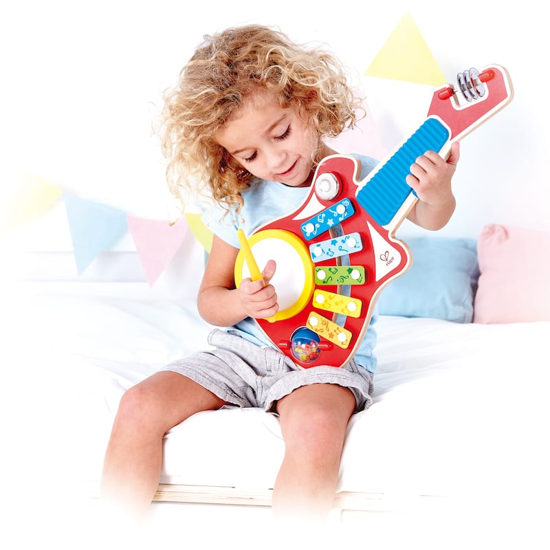 Hape: 6-In-1 Music Maker - Wooden Guitar Shaped Musical Toy, 18mo+