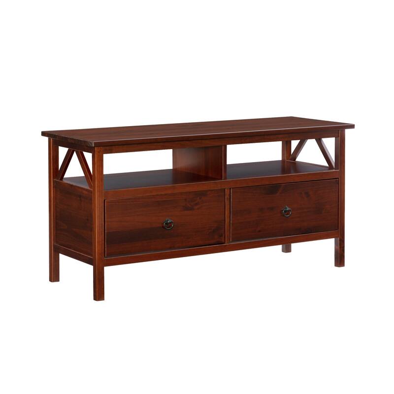 TV Stand With Open Shelves and Drawers - 44" - Walnut Brown