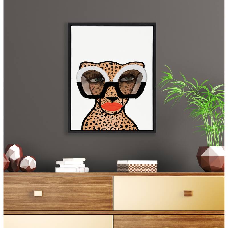 Kate and Laurel Sylvie Cheetah 4 Framed Canvas By Kendra Dandy