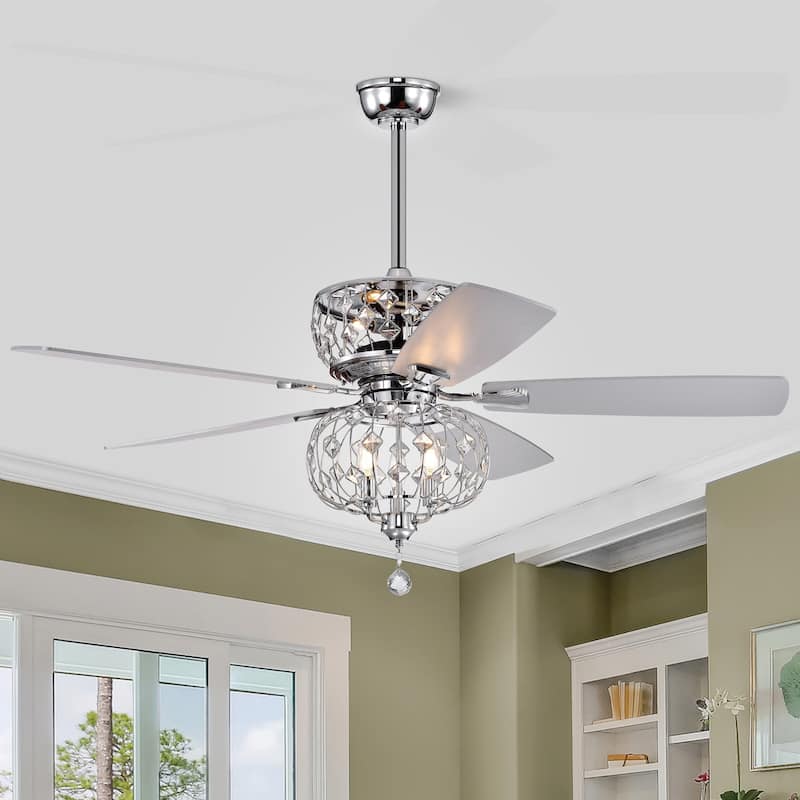 Ariana Chrome 52-inch Indoor Ceiling Fan with Crystal Light Kit