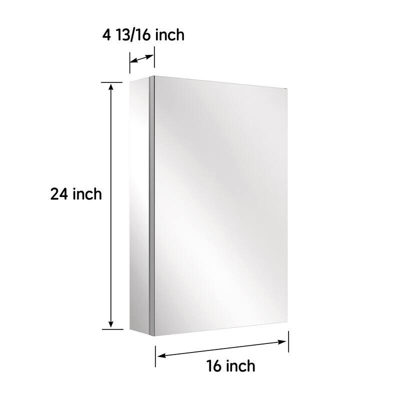 16x24 in Mirrored Medicine Cabinet, Copper-Free, Soft-Close Blum Hinges, Recessed/Surface, Anodized Chrome
