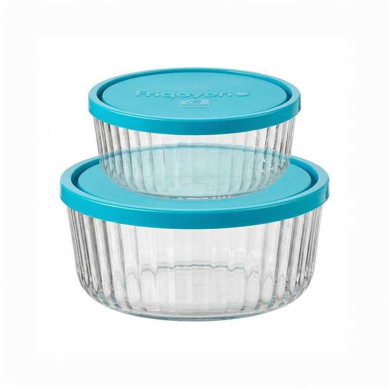 Bormioli Rocco Frigoverre Brilliante Round Glass Containers Set - 15.25 oz and 30.5 oz - 2 Piece
