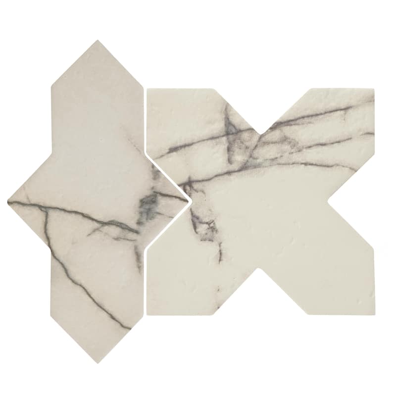 Merola Tile Istanbul Squire Shield Day with Day Cross 6" x 8-3/8" Porcelain Floor and Wall Tile - Case (48 Tiles)