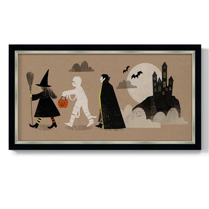 Graphic Halloween Collection D Premium Framed Canvas- Ready to Hang - 22x42 - Charcoal