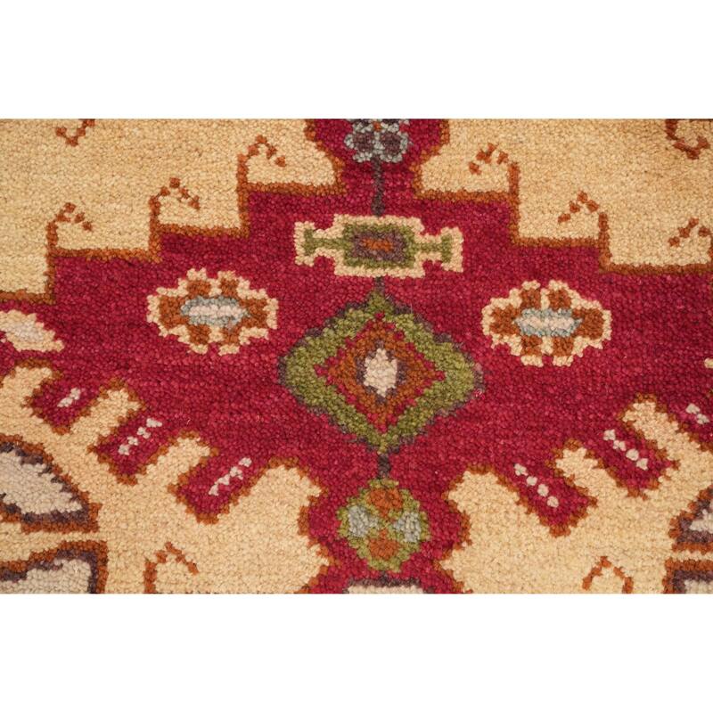 Hand Knotted Oriental 100% Wool Carpet Traditional Medallion Yellow & Gold Kazak Area Rug - 5' 9'' X 4' 0''