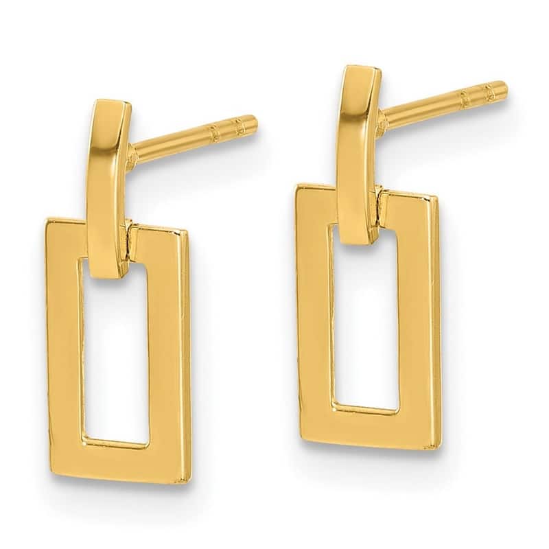 Curata 14k Yellow Gold 13.3x5.4mm Geometric Dangle Post Earrings -