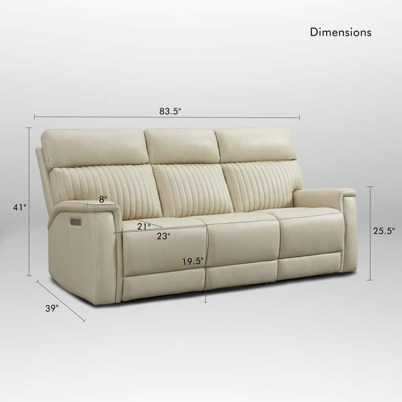 Genuine Leather Zero Gravity Power Reclining Sofa with Headrest, Lumbar & USB, Living Room Set