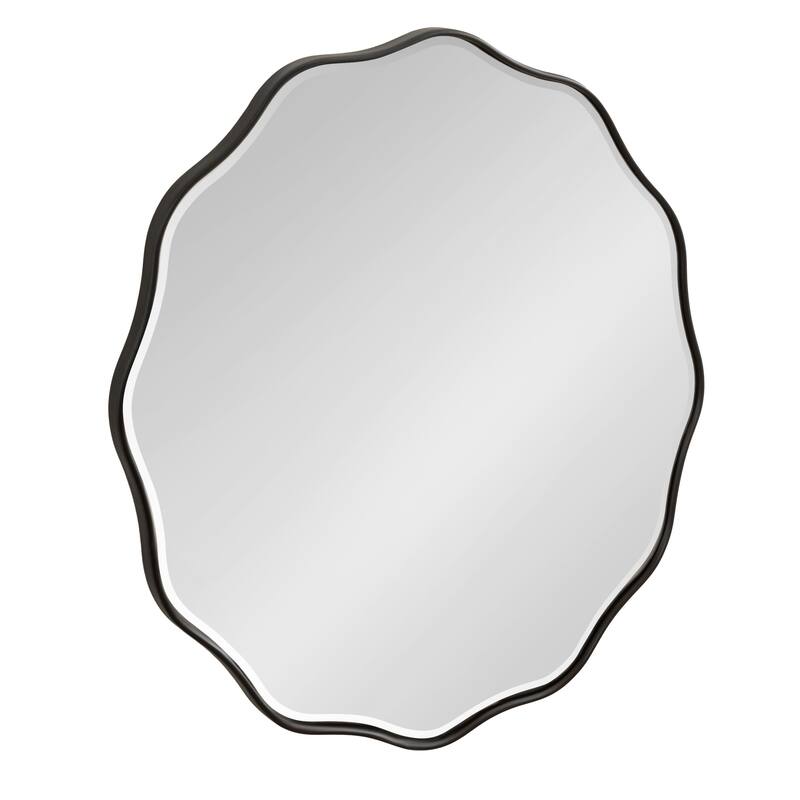 Kate and Laurel Viona Round Scalloped Mirror - 26" Diameter - Black
