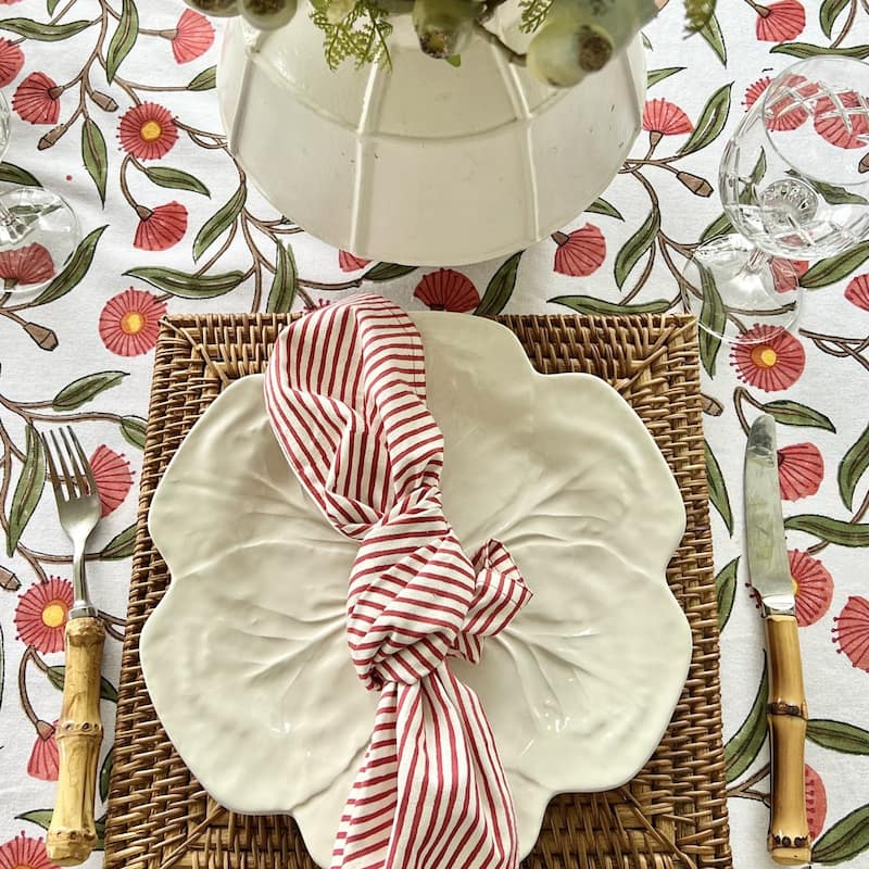 Striped table napkins - set of 4 - Red - 18"x18"