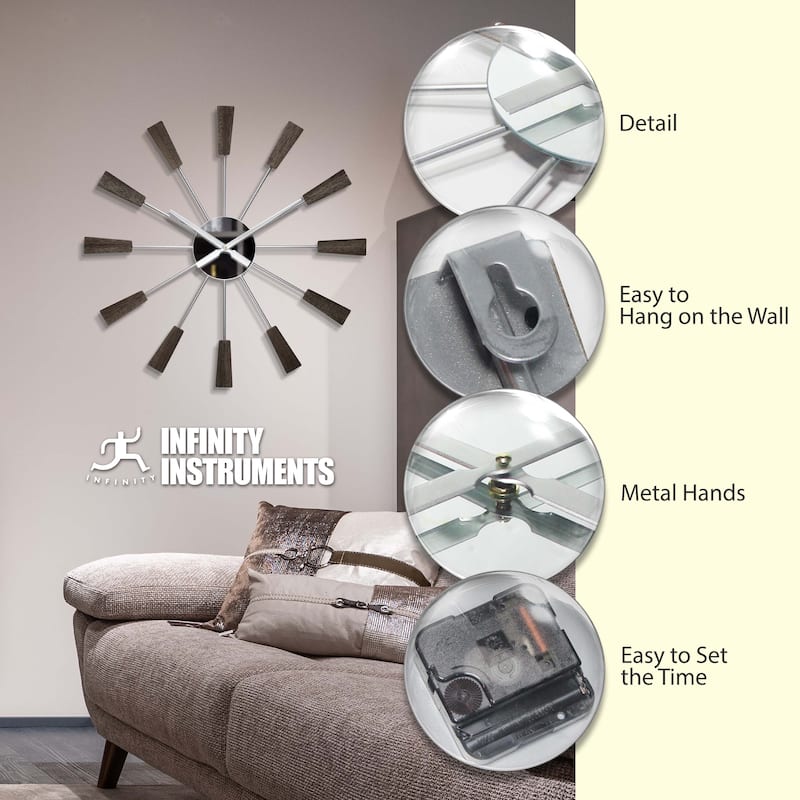 Infinity Instruments Vane 23.5 Inch Indoor Mid-Century Wall Clock - 23.5 Inch