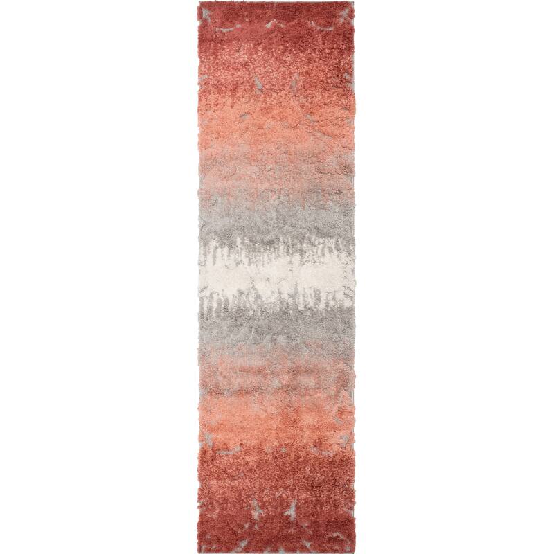 Noori Rug Monaco Sierra High-low Floral Scroll Area Rug - 2'2" x 6'1" - Grey/Terracotta