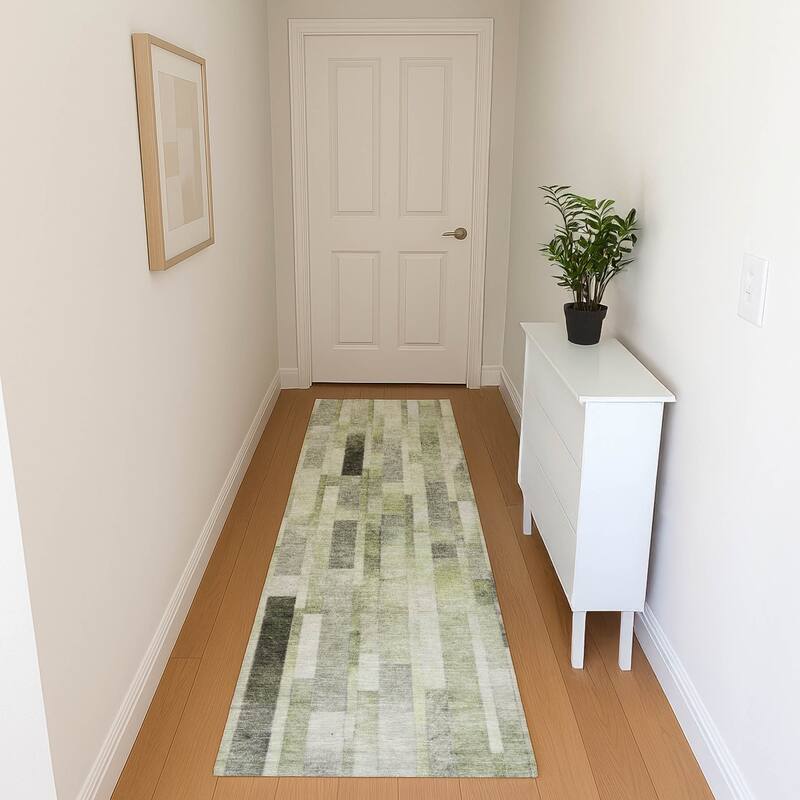 Premium Washable Super Soft Geo Stripe Mayfield Rug - Green - 2'3" x 7'6"