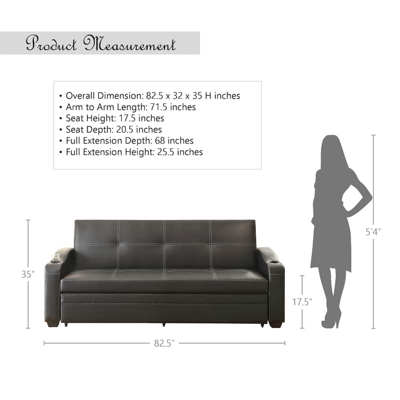 Tannar Convertible Sofa Bed - Black
