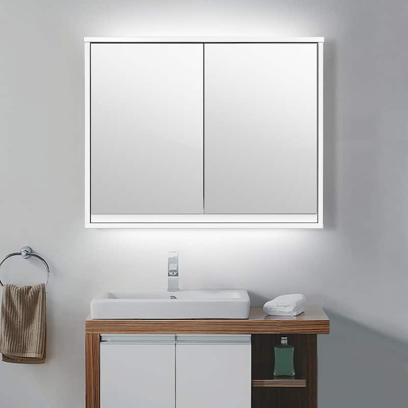 Costway Wall Mounted Bathroom Medicine Cabinet Storage Cabinet Double
