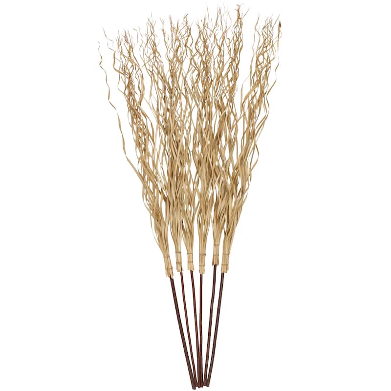 Palm Leaf Tall Home Decor Natural Foliage with Grass and Dark Brown Stems - Light Brown - Roche River Decor - Light Brown