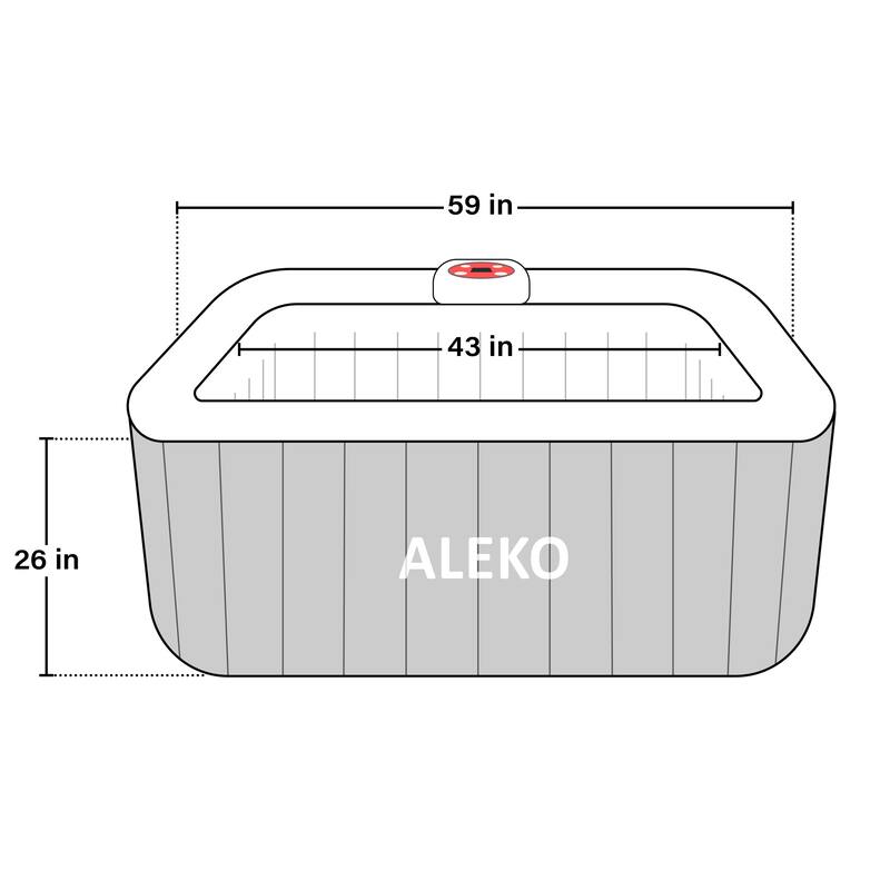 ALEKO Square Inflatable Jetted 4 Person Hot Tub Spa With Cover - Gray