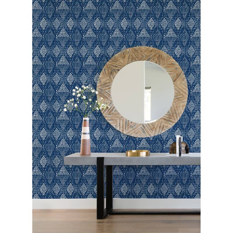 A-Street Prints Grady Blue Dotted Geometric Wallpaper