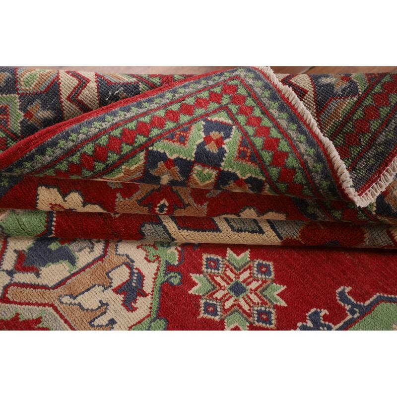 Red Kazak Oriental Area Rug Hand-Knotted Dining Room Wool Carpet - 6'8" x 9'9"