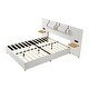preview thumbnail 5 of 9, Queen Size Platform Bed with 2 Outlets and USB Charging, Upholstered Bed with 2 Bedside Pillows, and Storage Shelves, Beige