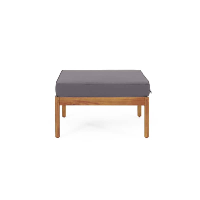 3-Piece Wood Patio Conversation Set with Gray Cushions