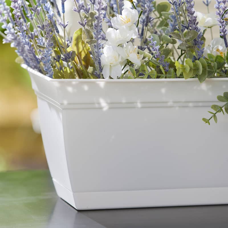 The HC Companies 30 Inch Window Flower Box with Removable Saucer, White (4 Pack) - 1.56