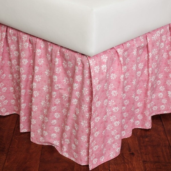 Angelee Pink Cotton Floral Bed Skirt - Overstock - 33707939