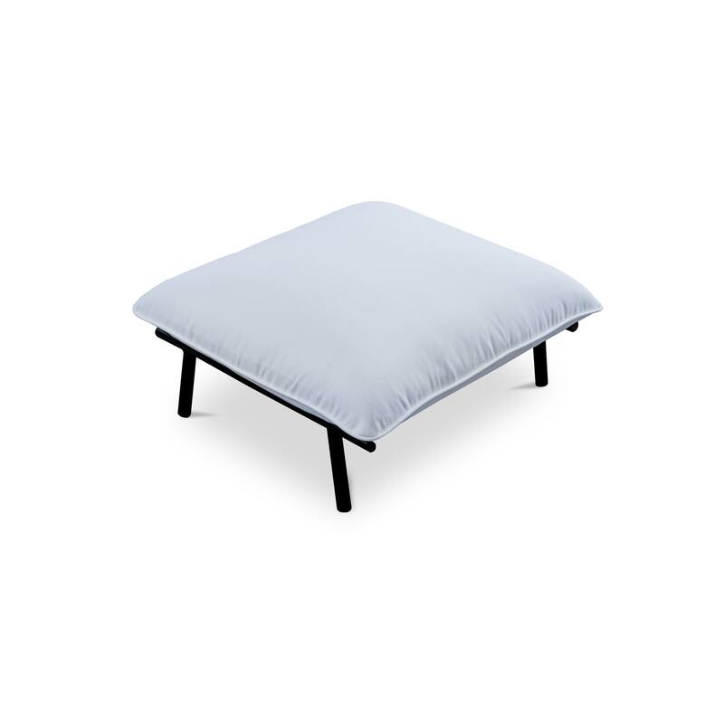 NADAAL STUDIOS Varyn Outdoor Ottoman, Stainless Steel Frame and Olefin Upholstery, Speckled Charcoal