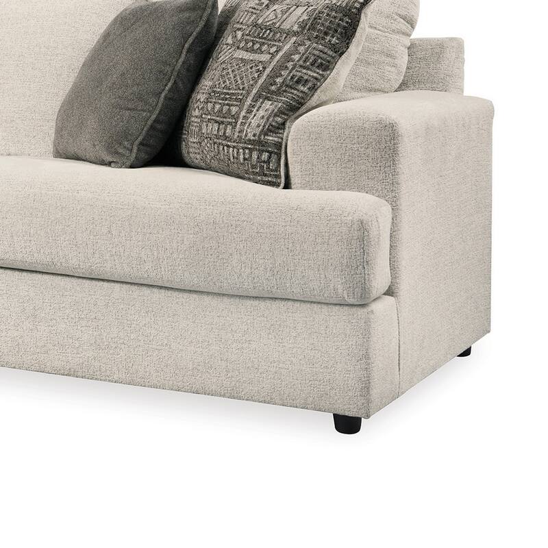 Tren 3 Seater 96 Inch Sofa with 4 Jacquard Throw Pillows | Wide Track Arms | Textured Beige Chenille