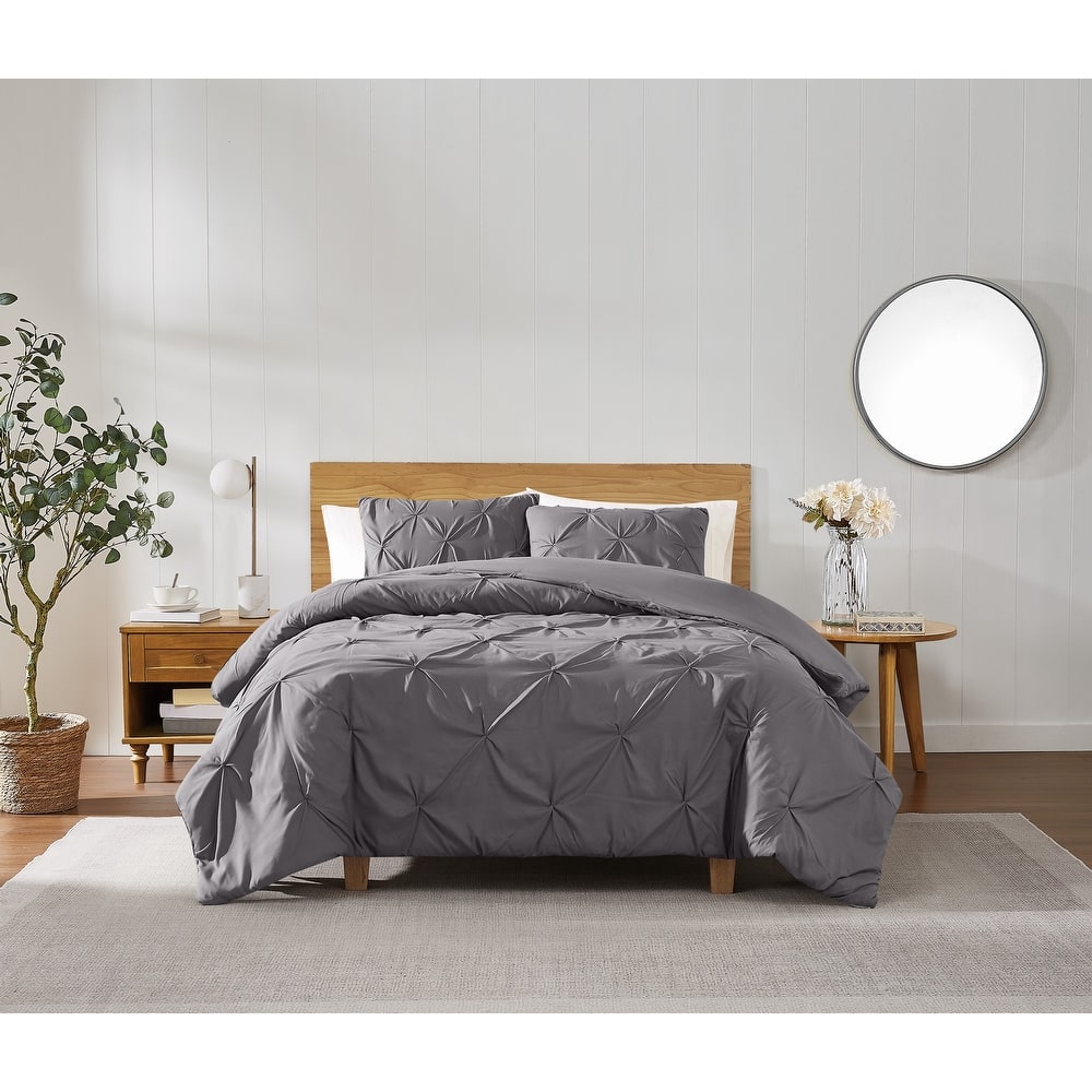 Truly Soft Pinch Pleat Solid 3 Piece Duvet Set