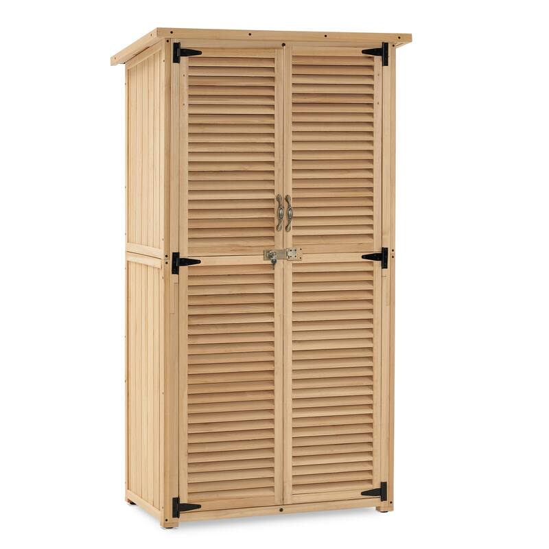MCombo Outdoor Storage Cabinet Shed, Shuttered Doors with Lock, Wooden 0709 / 0808 / 1900