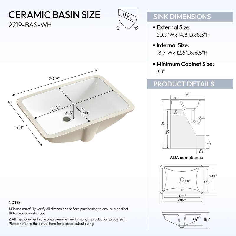 Zevio Natural Marble Vanity Top in Carrara White with Ceramic Sink